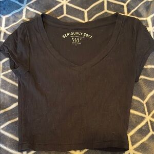 Aeropostale Black Fitted Crop T-Shirt